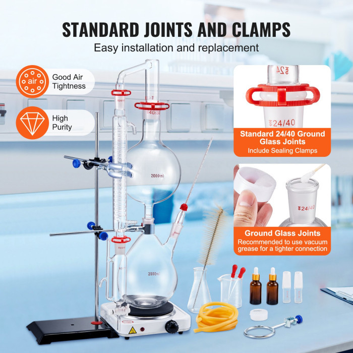 VEVOR Essential Oil Distillation Kit, 2000ml-MG24877